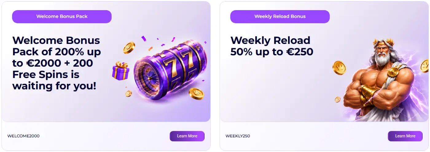 SlotRoyals Casino welcome bonus pack