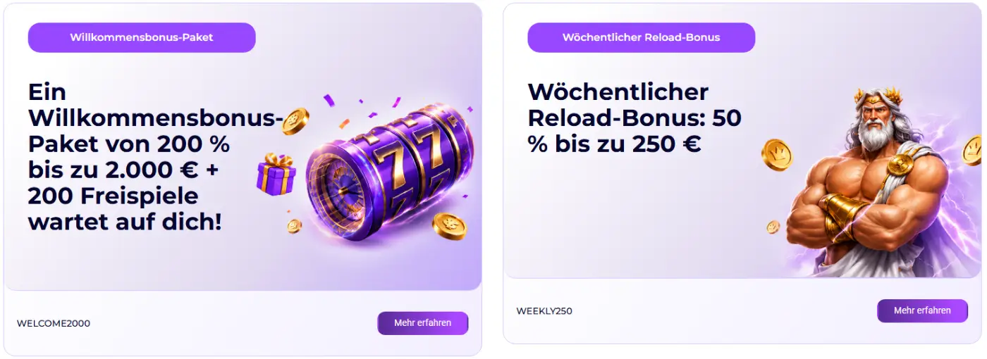 Willkommenspaket von SlotRoyals Casino